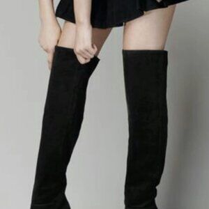 Aldo Womens 9 Black Suede Leather Heeled Over The Knee Boots - Mirinia style